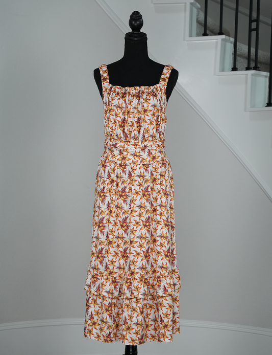 Golden Hush Ruffle Hem Dress