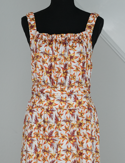 Golden Hush Ruffle Hem Dress