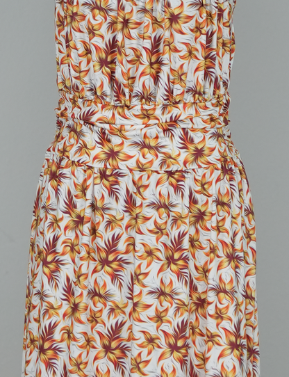Golden Hush Ruffle Hem Dress