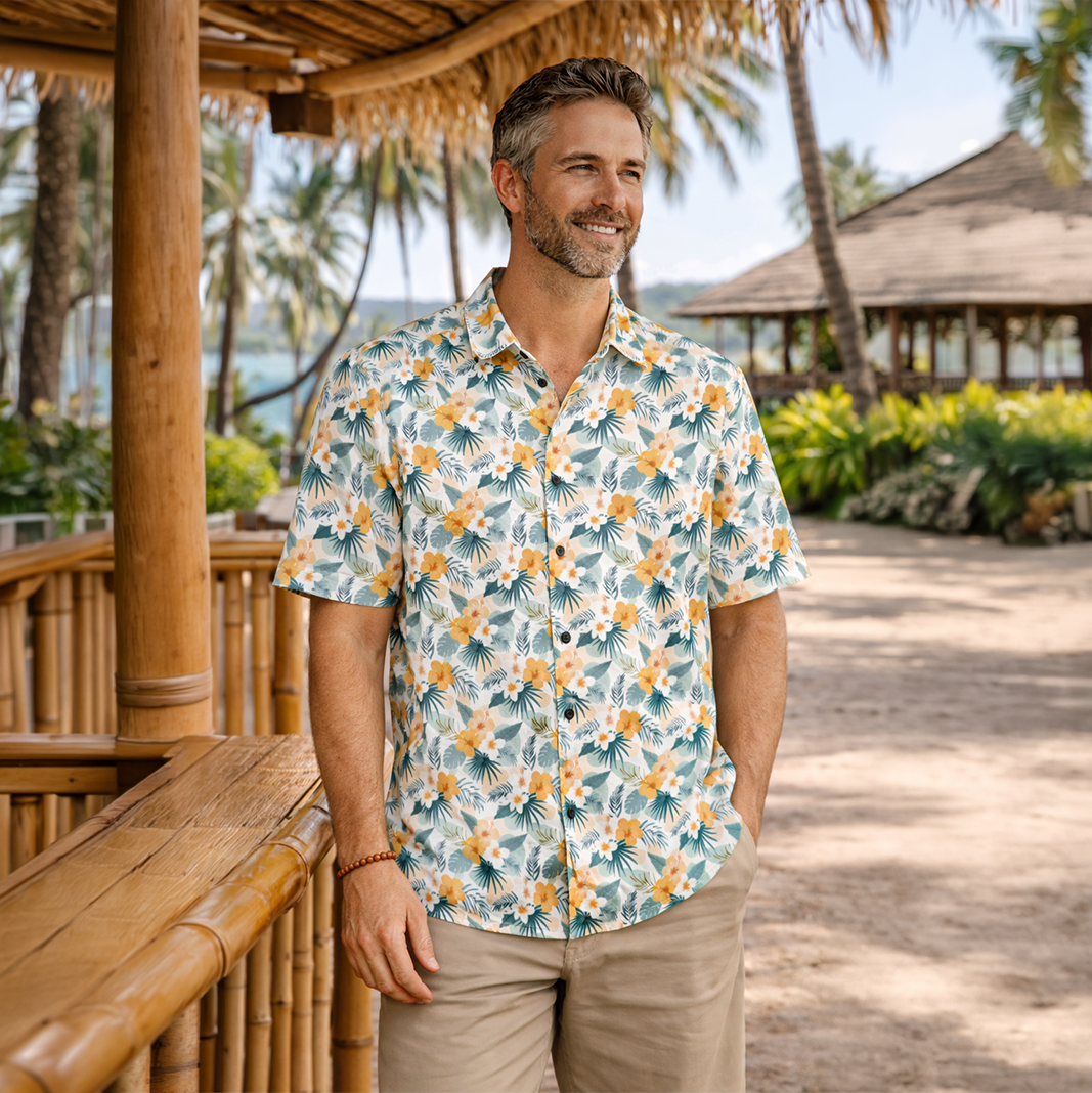 Lush Hibiscus Button Up Shirt