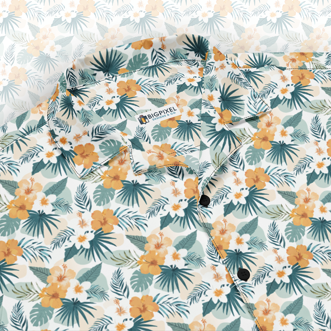 Lush Hibiscus Button Up Shirt