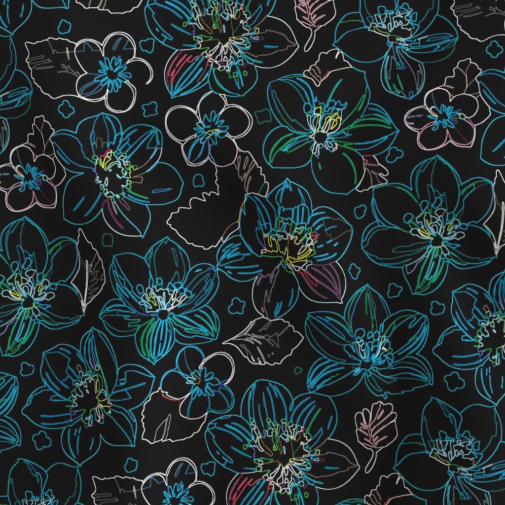 Midnight Floral Glow Fabric