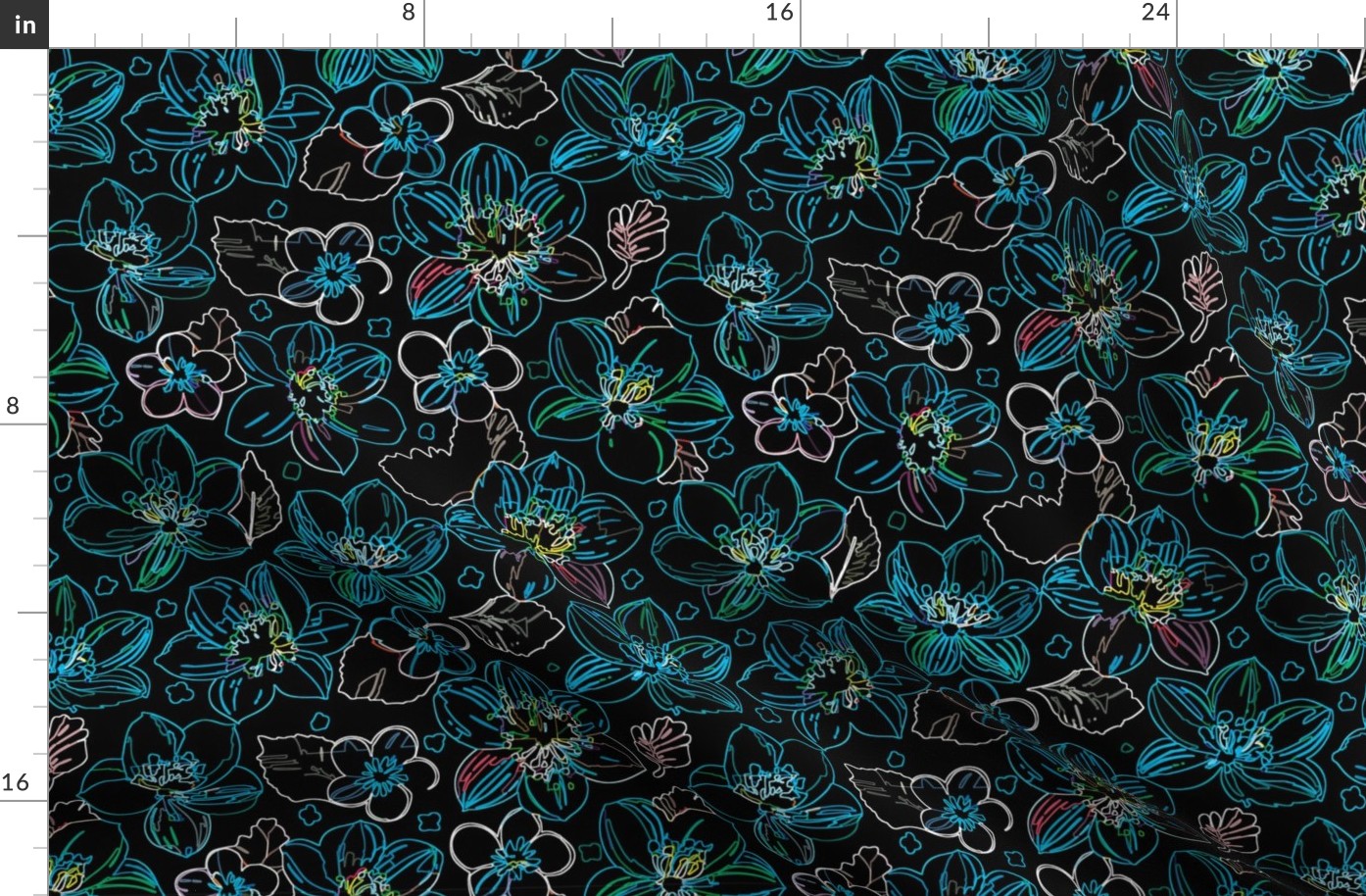 Midnight Floral Glow Fabric