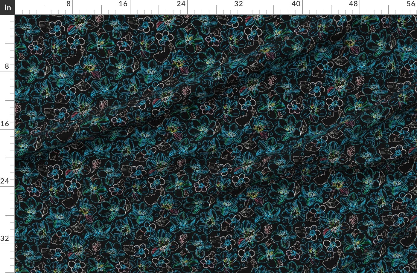 Midnight Floral Glow Fabric