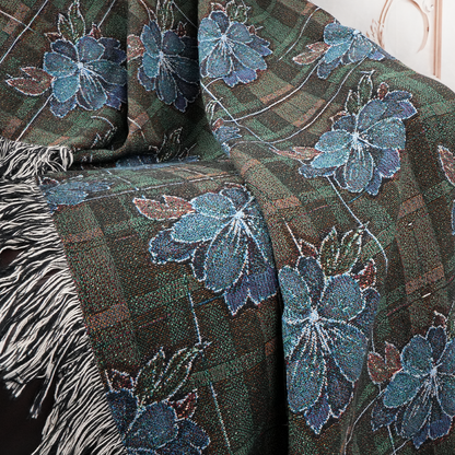 Plaid and Bloom Woven Blanket