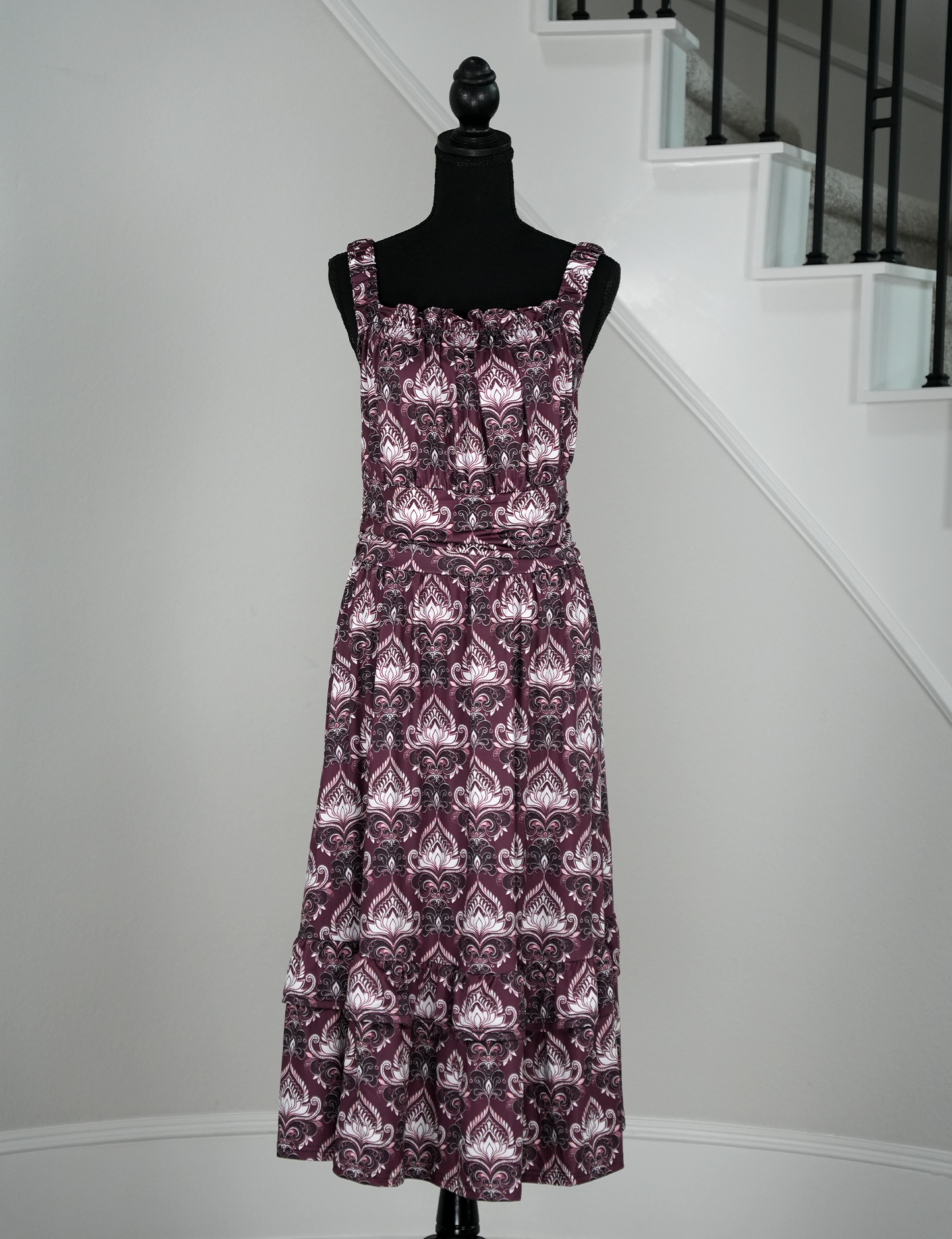 Royal Lotus Ruffle Hem Dress