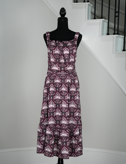 Royal Lotus Ruffle Hem Dress