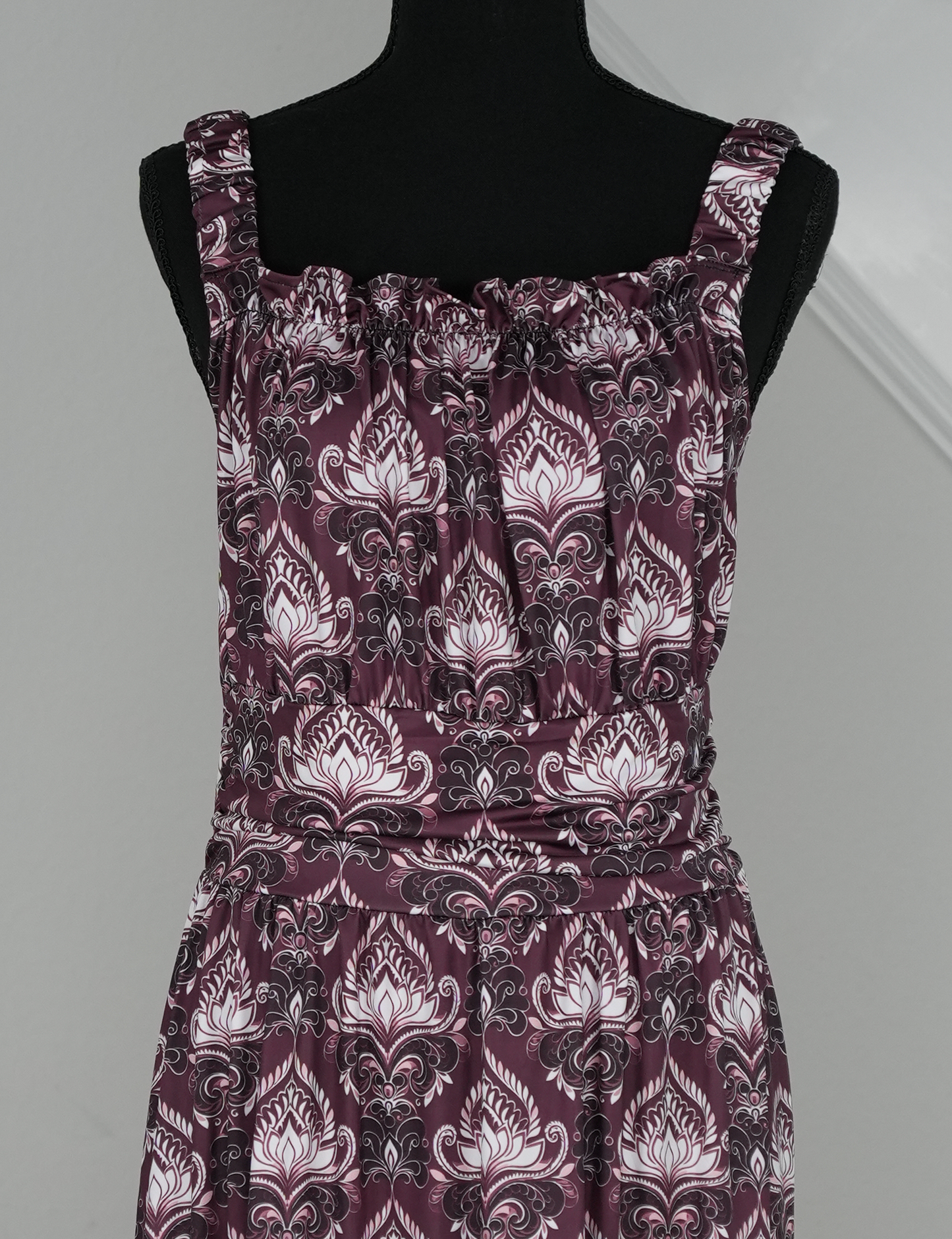 Royal Lotus Ruffle Hem Dress