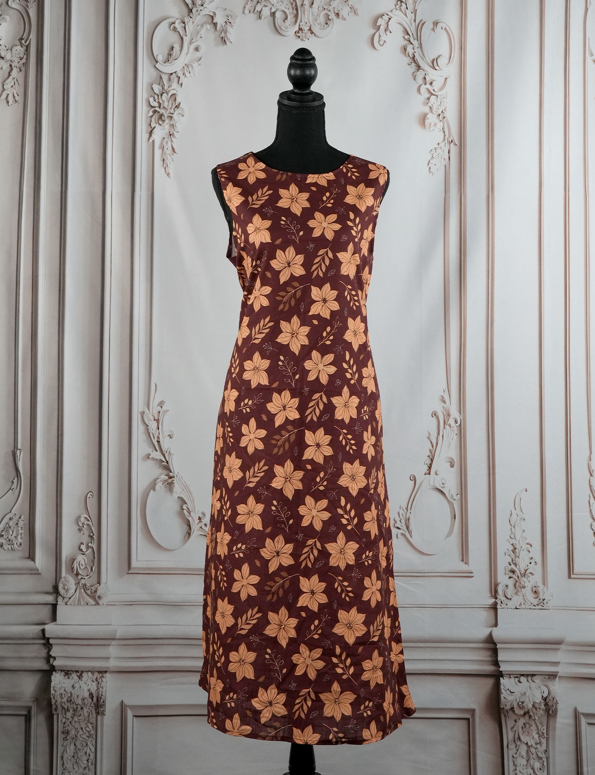 Scattered Florals Sleeveless Dress With Pocket