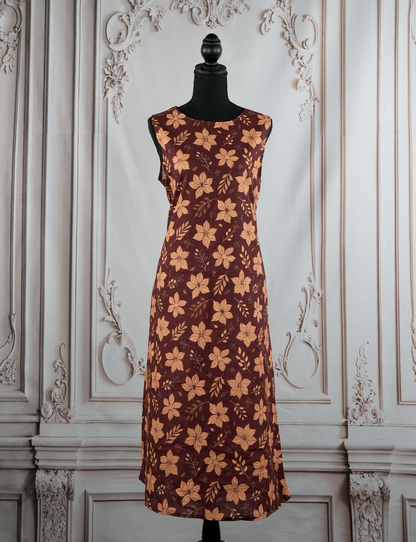Scattered Florals Sleeveless Dress With Pocket