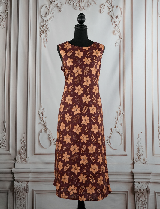 Scattered Florals Sleeveless Dress With Pocket