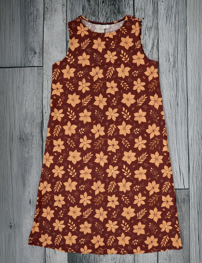 Scattered Florals Sleeveless Dress With Pocket