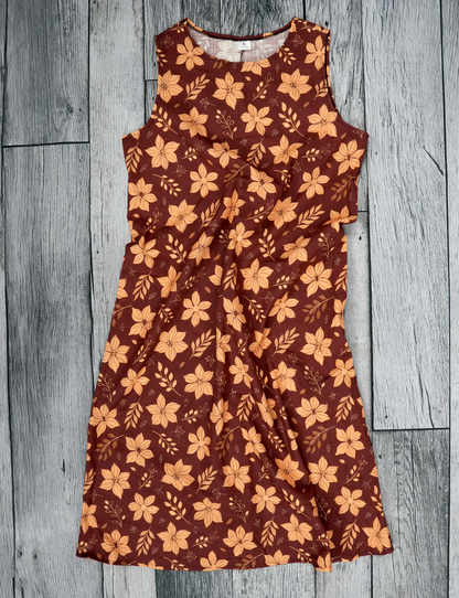 Scattered Florals Sleeveless Dress With Pocket