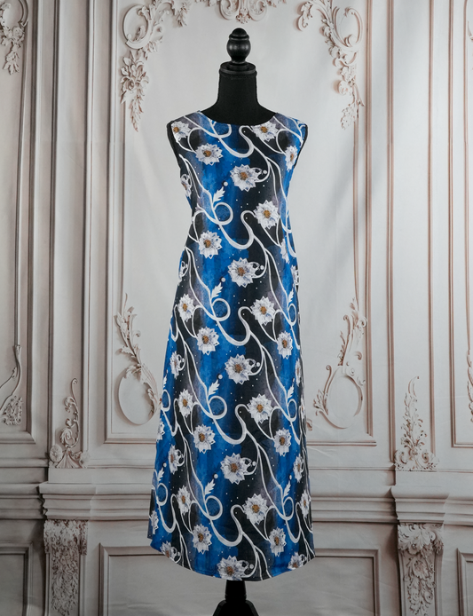 Starlit Lotus Sleeveless Dress With Pocket