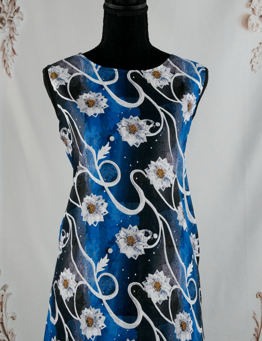 Starlit Lotus Sleeveless Dress With Pocket