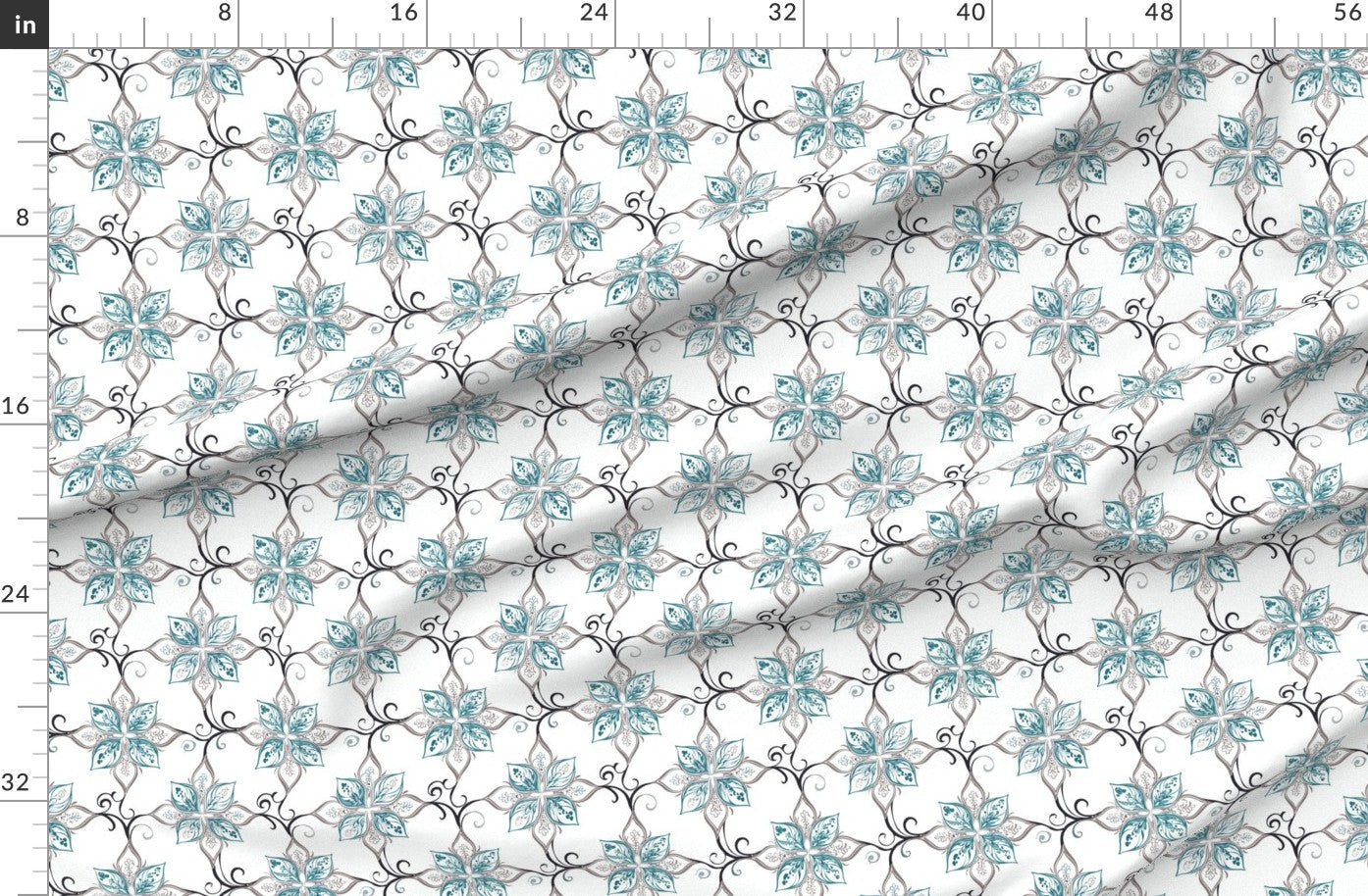 Teal Tapestry Fabric