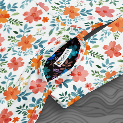 Tropical Blush Floral Midi Dress with Pockets