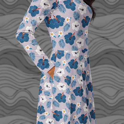 Aloha Haze Floral Midi Dress with Pockets