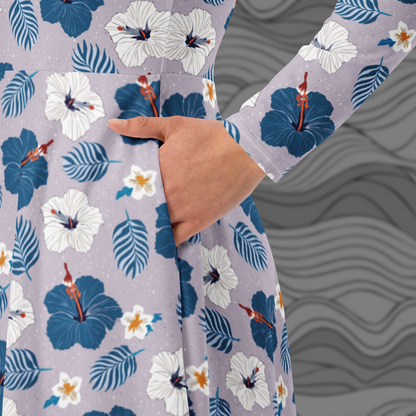 Aloha Haze Floral Midi Dress with Pockets