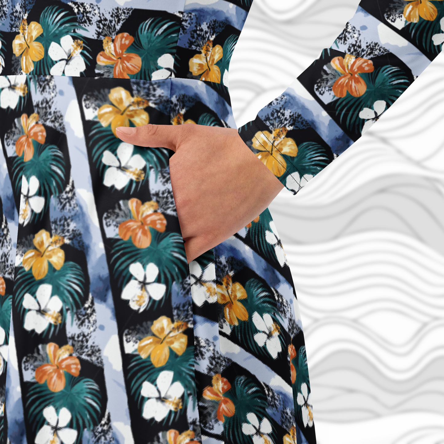 Floral Driftline Long Sleeve Midi Dress