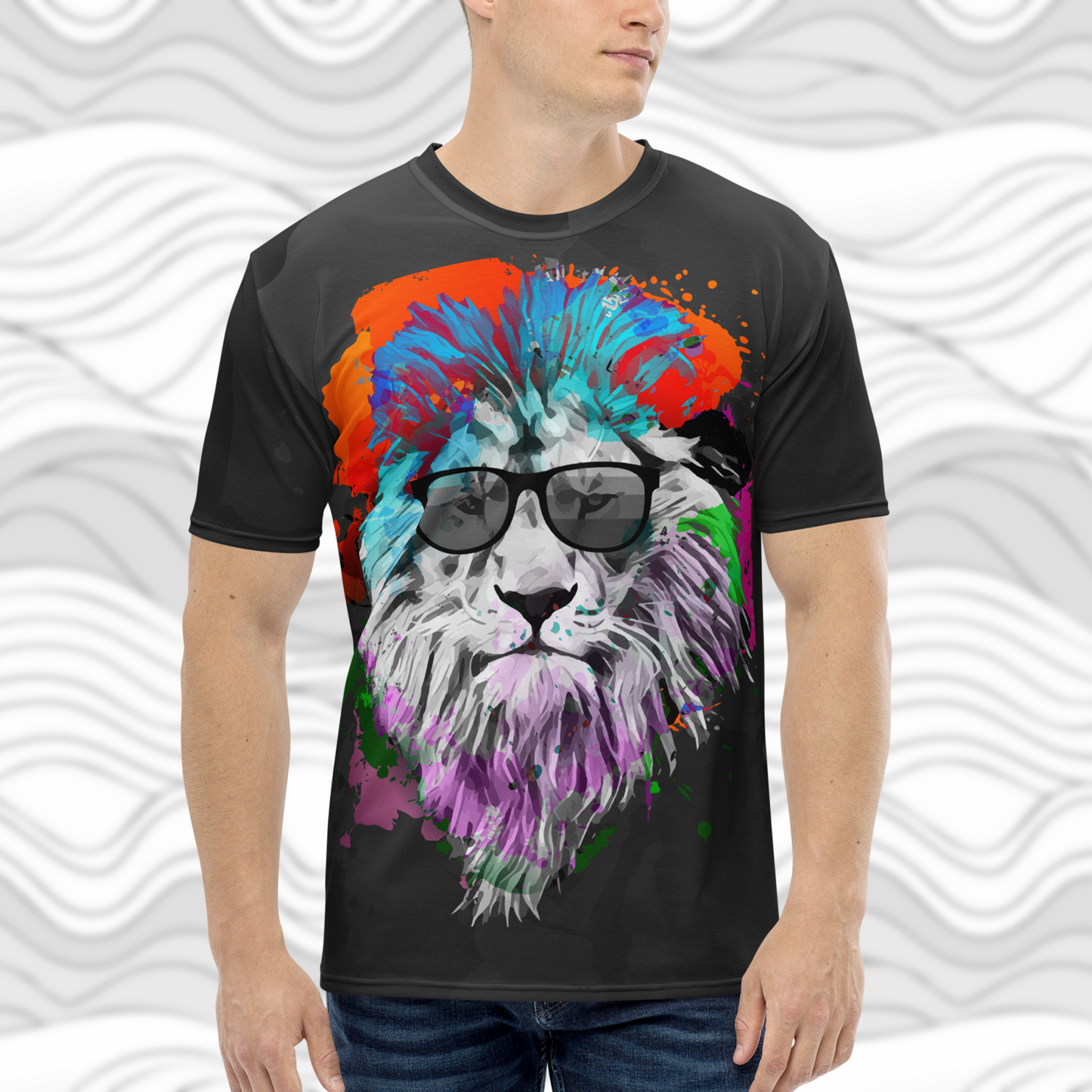 Colorful Lion Print T-Shirt for Men – Summer Statement Tee