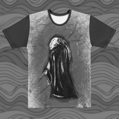 Alien Sketch All-Over Print Tee – Unique Gift for Gamers & Sci-Fi Fans