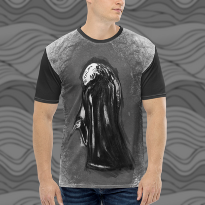 Alien Sketch All-Over Print Tee – Unique Gift for Gamers & Sci-Fi Fans