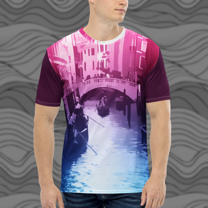 Men’s Graphic T-Shirt Featuring Iconic Venice Canal Scene Travel Gift Idea
