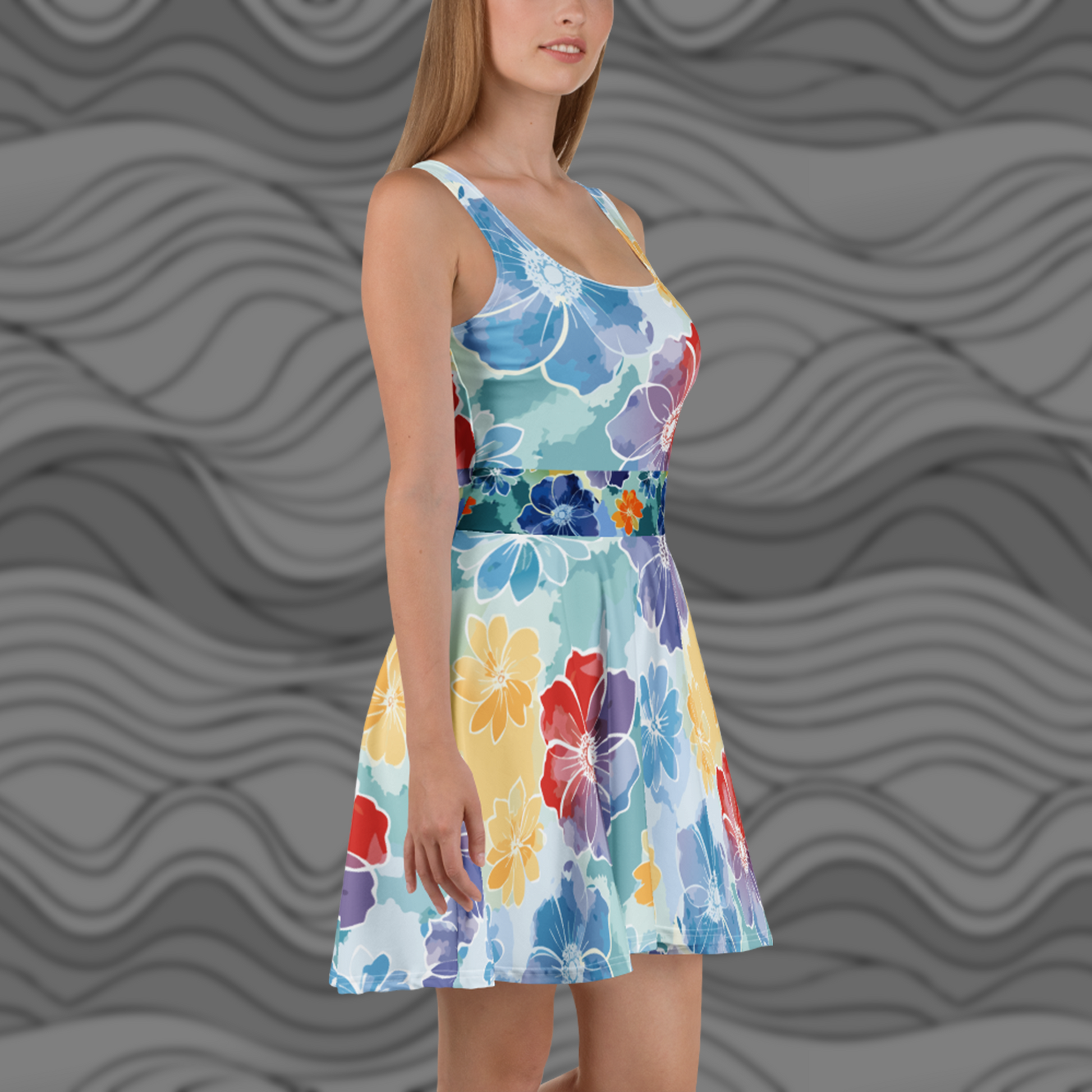 vintage floral skater dress Vintage Floral Skater Dress Vibrant & Elegant Summer Style XL