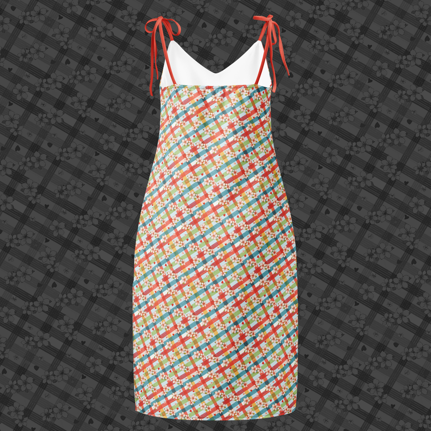 Plaid Petals Midi Midi Dress
