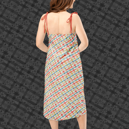 Plaid Petals Midi Midi Dress