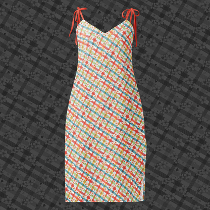 Plaid Petals Midi Midi Dress