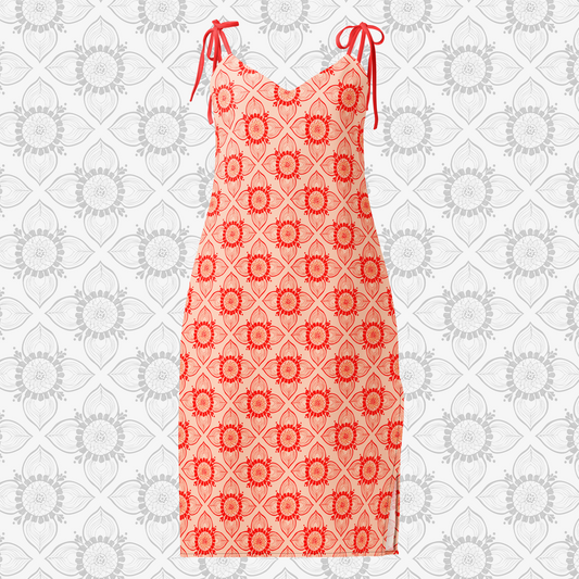 Orchid Grid Floral Midi Dress