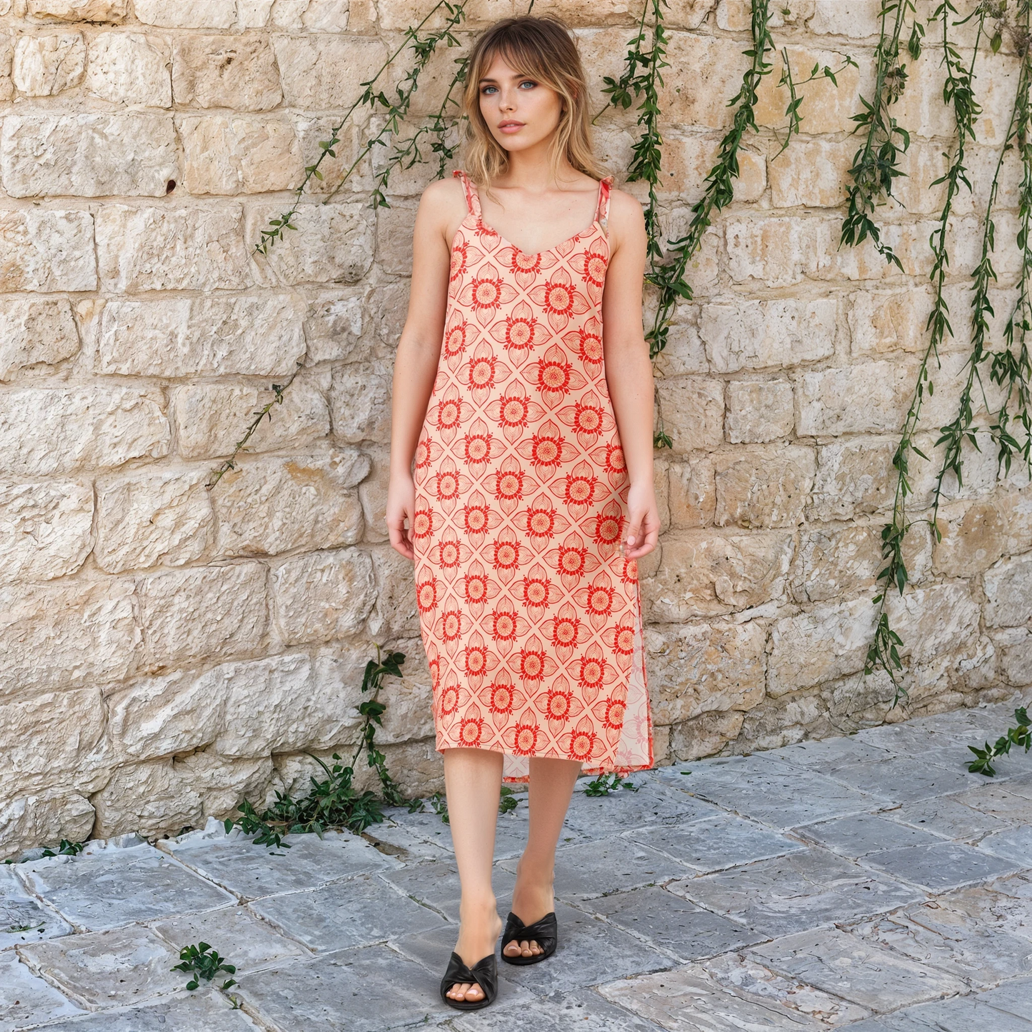 Orchid Grid Floral Midi Dress