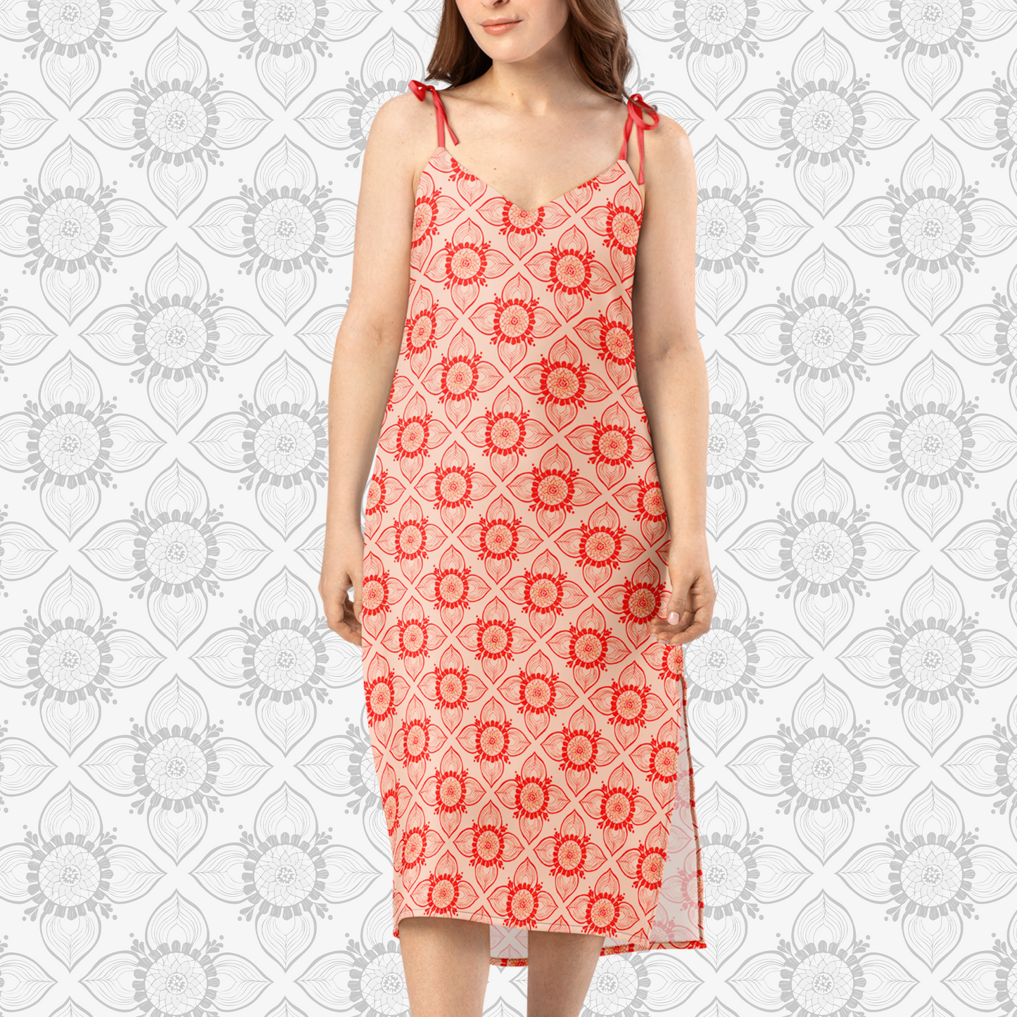 Orchid Grid Floral Midi Dress