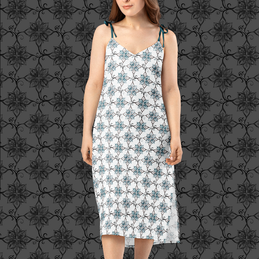 Teal Tapestry Floral Midi Dress