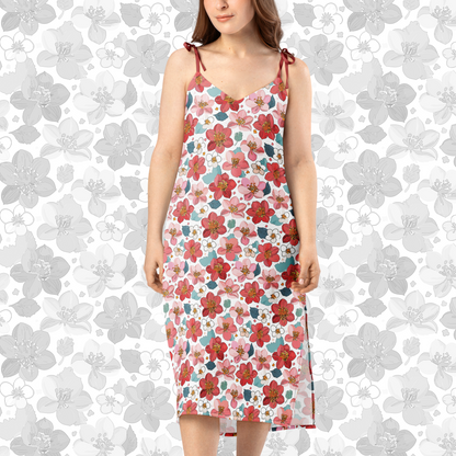 Roselle Mist Floral Midi Dress