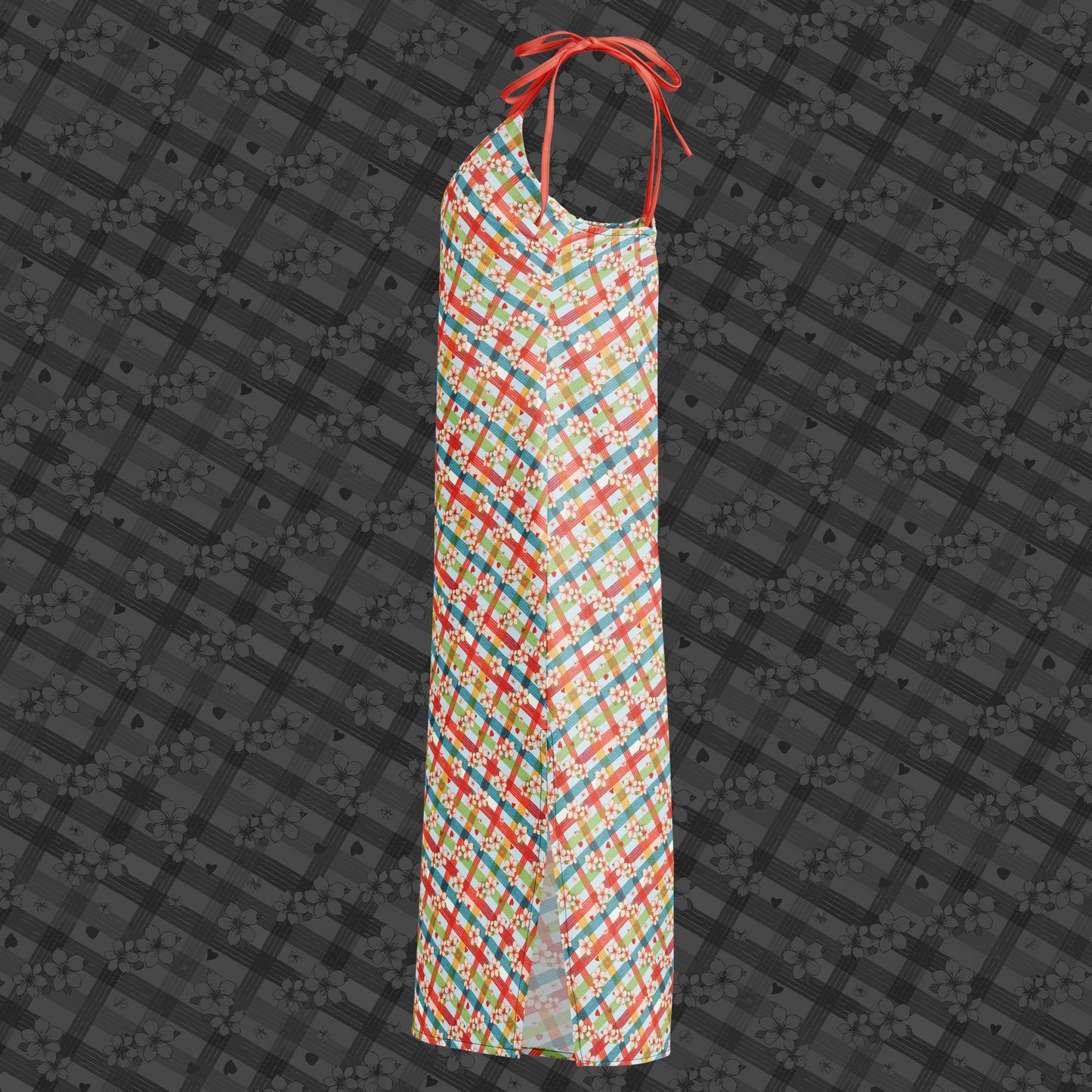 Plaid Petals Midi Midi Dress