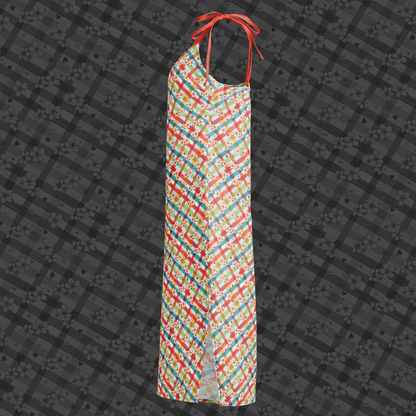 Plaid Petals Midi Midi Dress