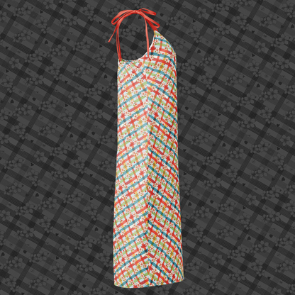 Plaid Petals Midi Midi Dress