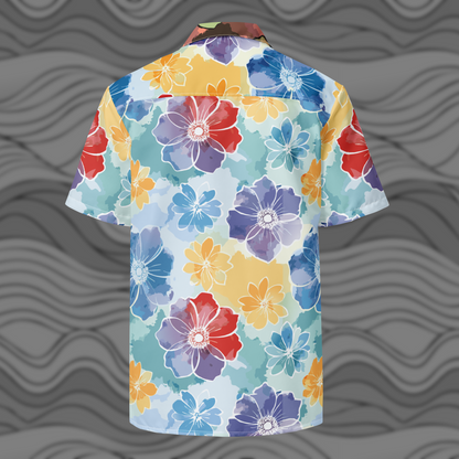 Men's Vintage Floral Hawaiian Button Shirt