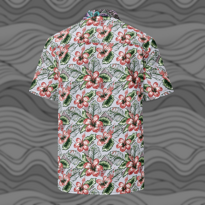Hibiscus Blooms Men's Hawaiian Button Down Shirt