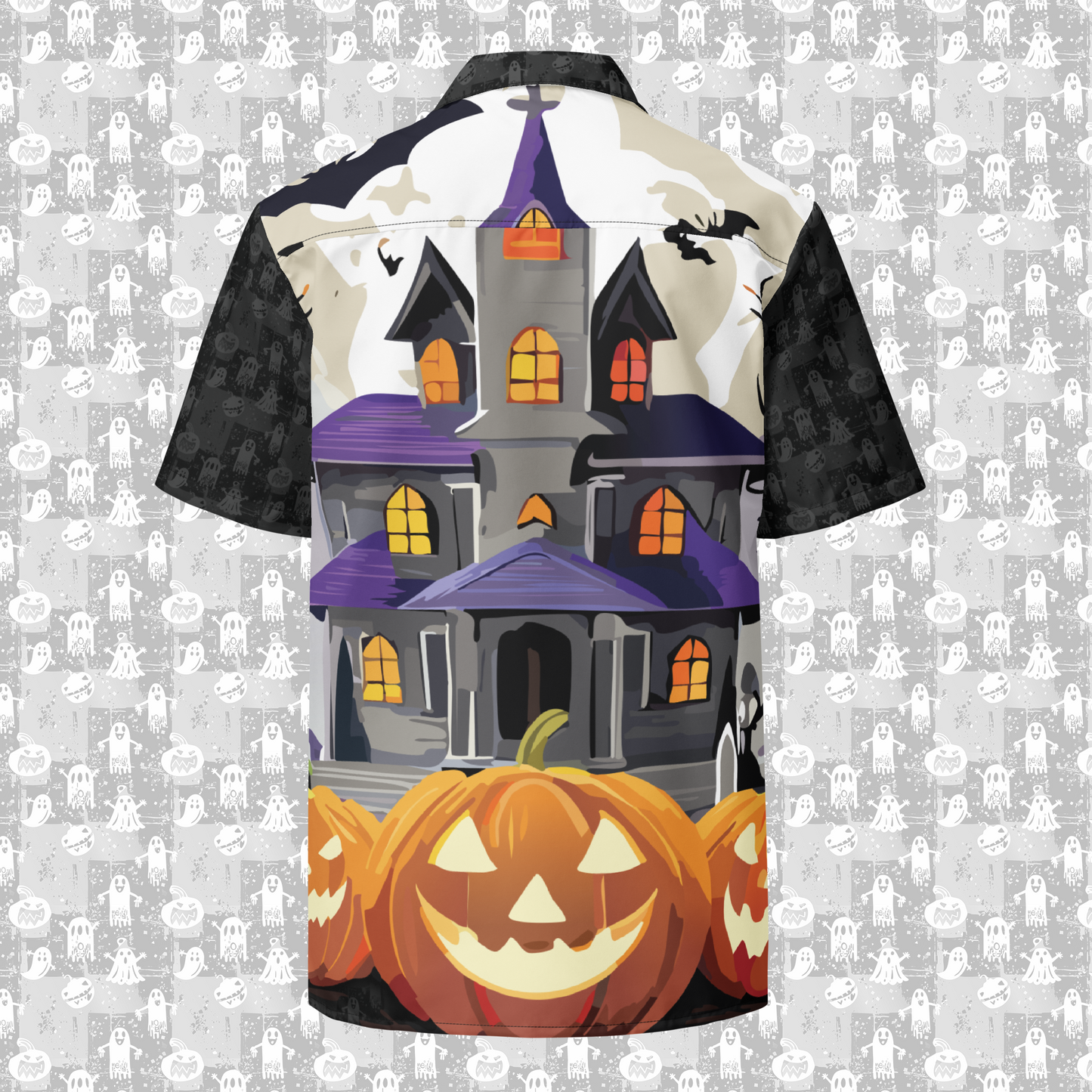 Haunted Harmony Men’s Button Up Halloween Shirt