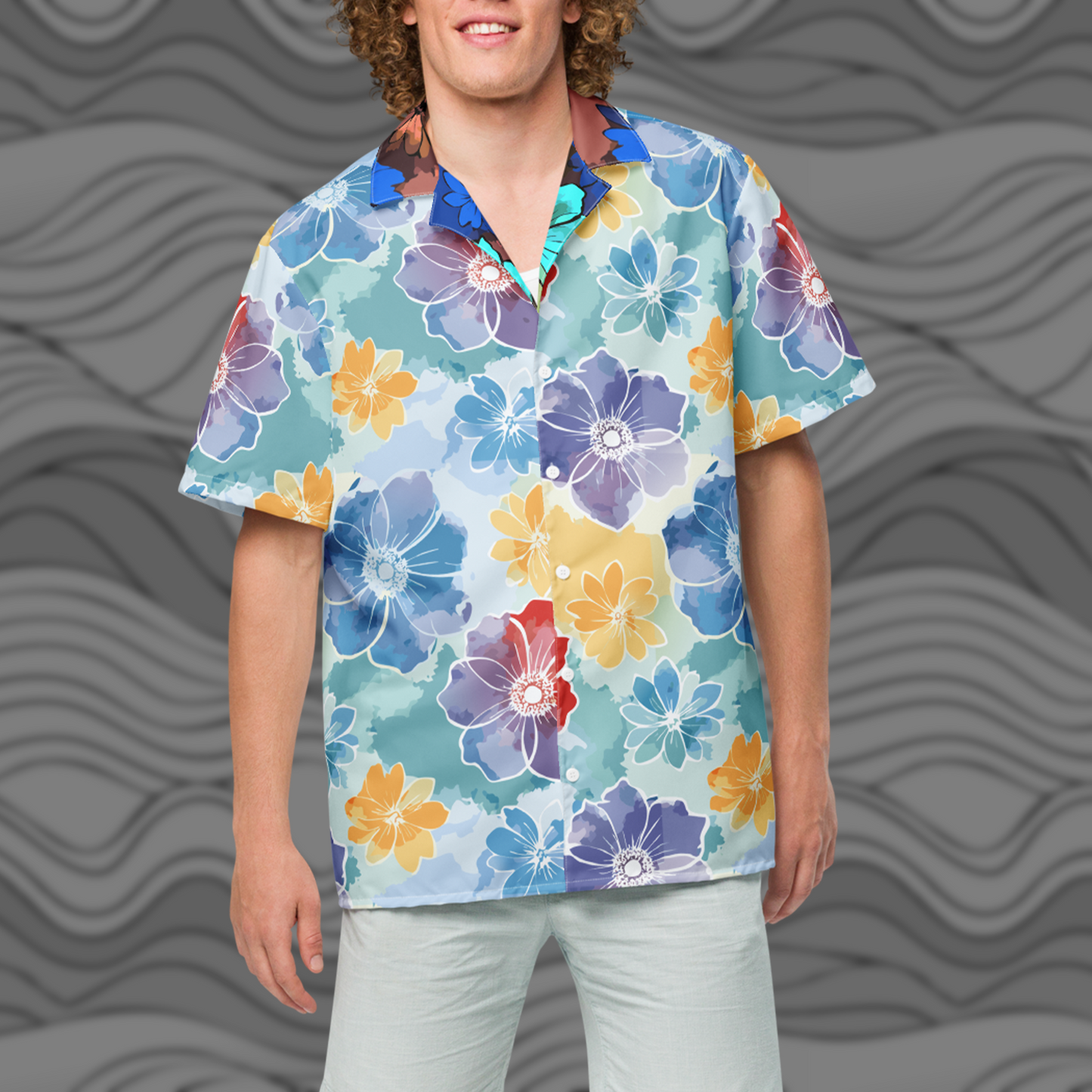 Men's Vintage Floral Hawaiian Button Shirt