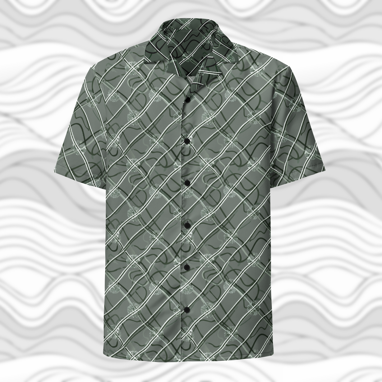 Men’s Lightweight Woven Button-Up Shirt with Sleek Linear Design