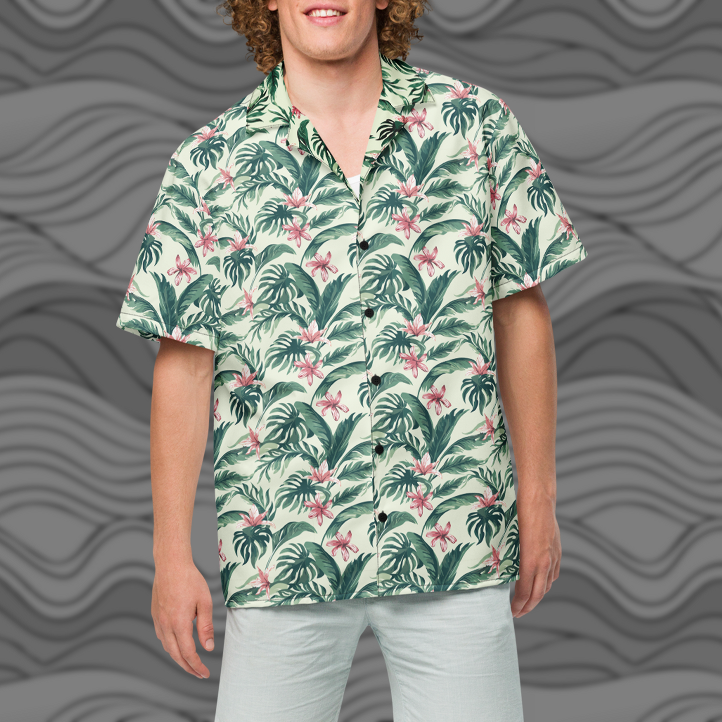 Island Bloom Floral Beach Button Shirt for Men
