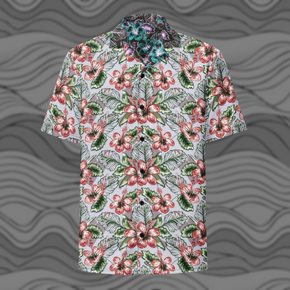 Hibiscus Blooms Men's Hawaiian Button Down Shirt