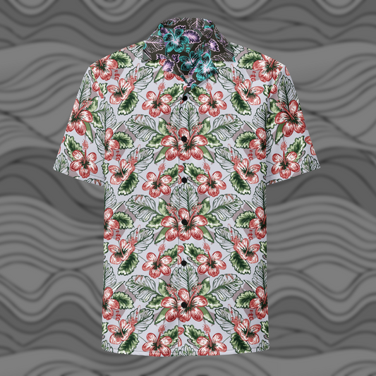 Hibiscus Blooms Men's Hawaiian Button Down Shirt