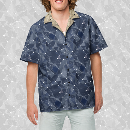 Frostline Mesh Geometric Button Up Shirt for Men