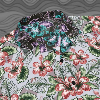 Hibiscus Blooms Men's Hawaiian Button Down Shirt